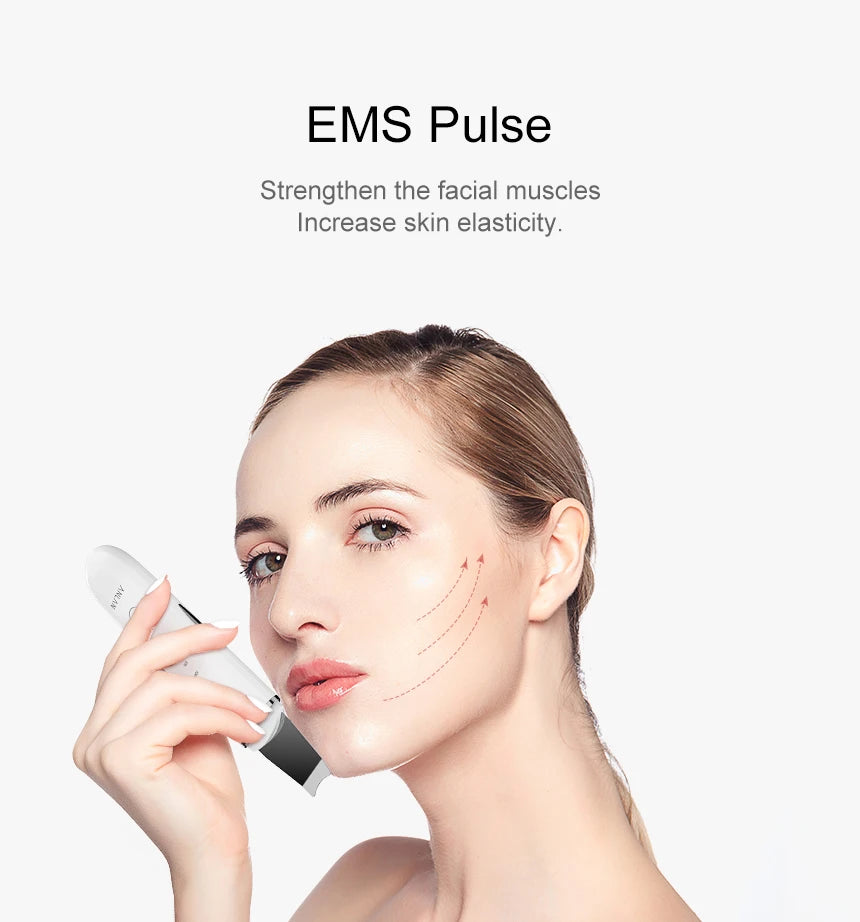 Appareil de nettoyage visage ultrason – Peeling doux, soin peau, 4 modes, exfoliation & éclat naturel