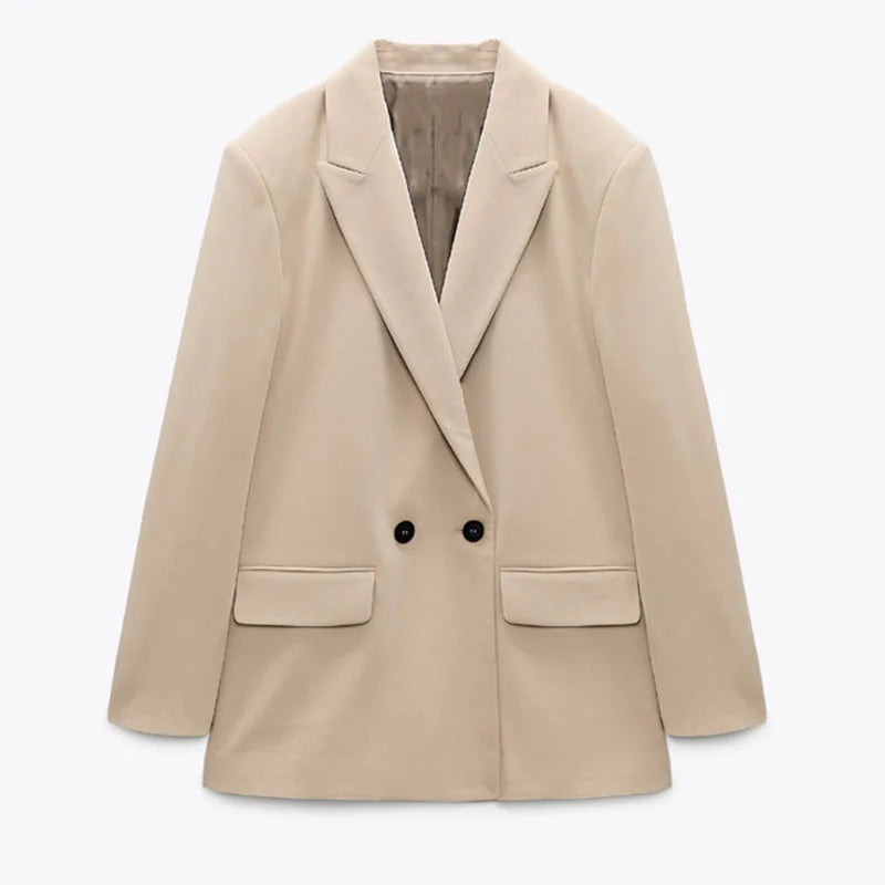 Veste Blazer Femme Automne-Hiver – Coupe Ample, Double Boutonnage, Style Chic & Décontracté