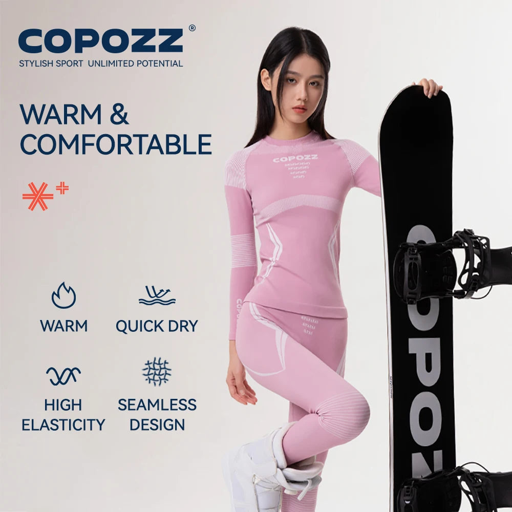 Ensemble Thermique Ski Unisexe COPozz – Sous-vêtements Chauds, Respirants & Séchage Rapide | Haut + Pantalon Hiver Outdoor