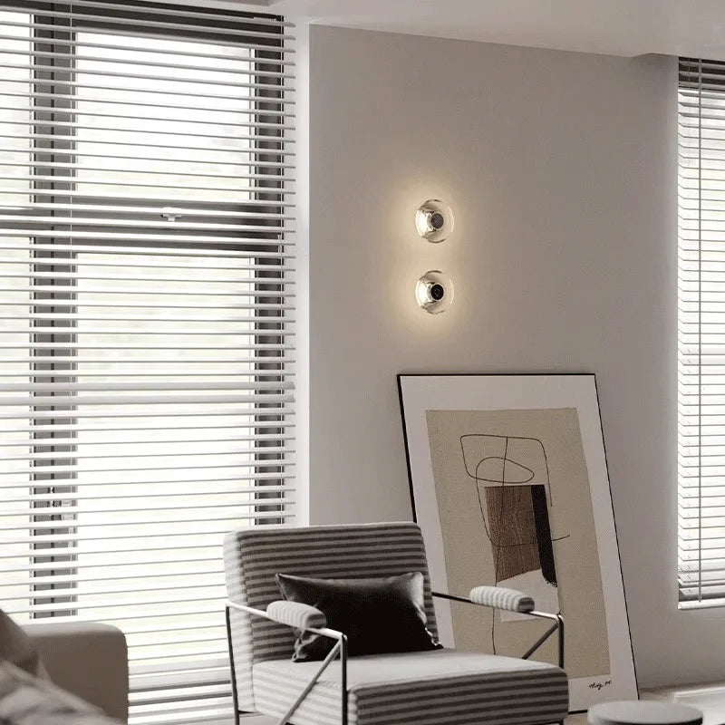 Lampe murale moderne en cristal – Applique LED ronde minimaliste pour chambre, salon et couloir