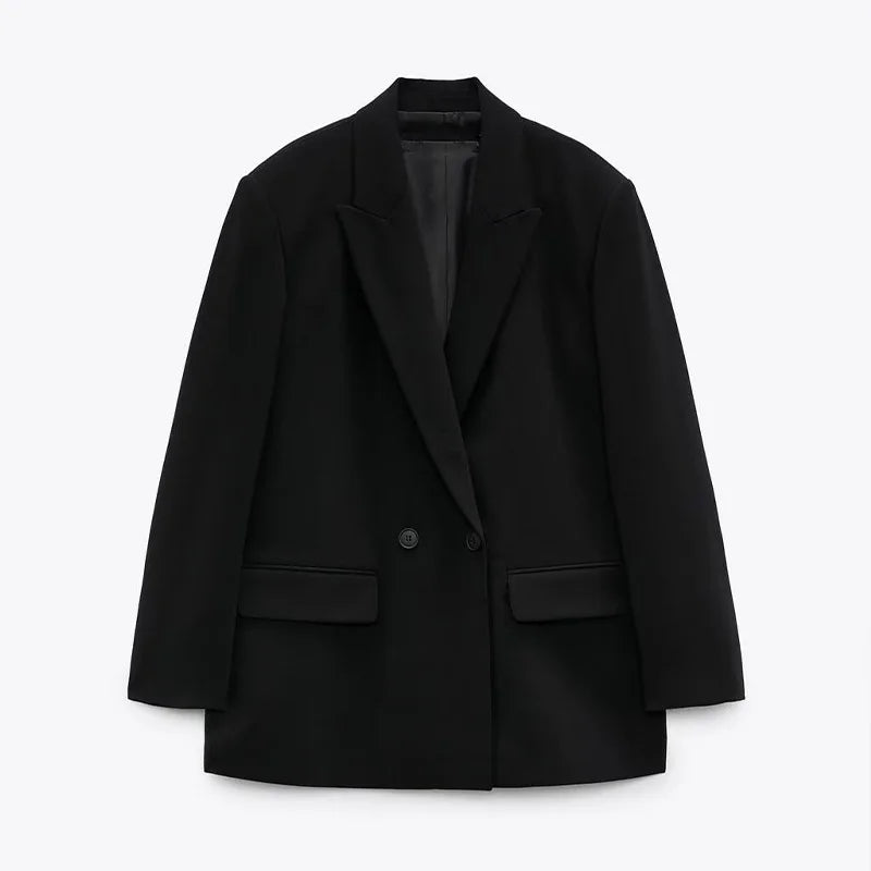 Veste Blazer Femme Automne-Hiver – Coupe Ample, Double Boutonnage, Style Chic & Décontracté