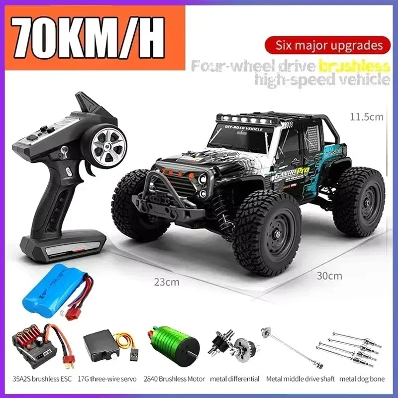 Voiture RC Brushless 4WD 1:16 – Haute Vitesse 70 km/h, Télécommande Longue Portée, Modèle Racing Tout-Terrain | SCY 16101/16102/16103 PRO