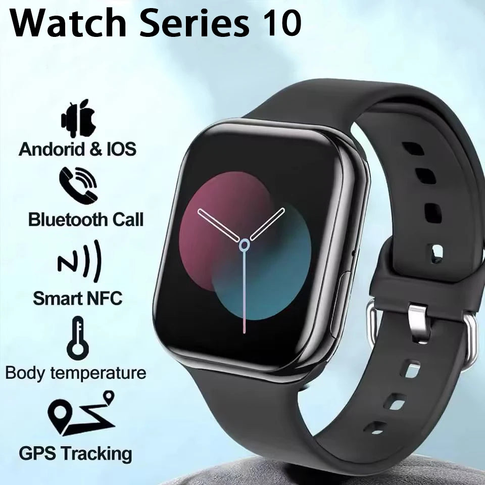 DTNew Watch Series 10 – Smartwatch 2025 Bluetooth Call, NFC, GPS, Body Temperature, Fitness Tracking – Compatible Android & iOS