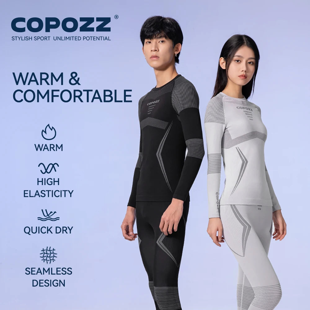 Ensemble Thermique Ski Unisexe COPozz – Sous-vêtements Chauds, Respirants & Séchage Rapide | Haut + Pantalon Hiver Outdoor