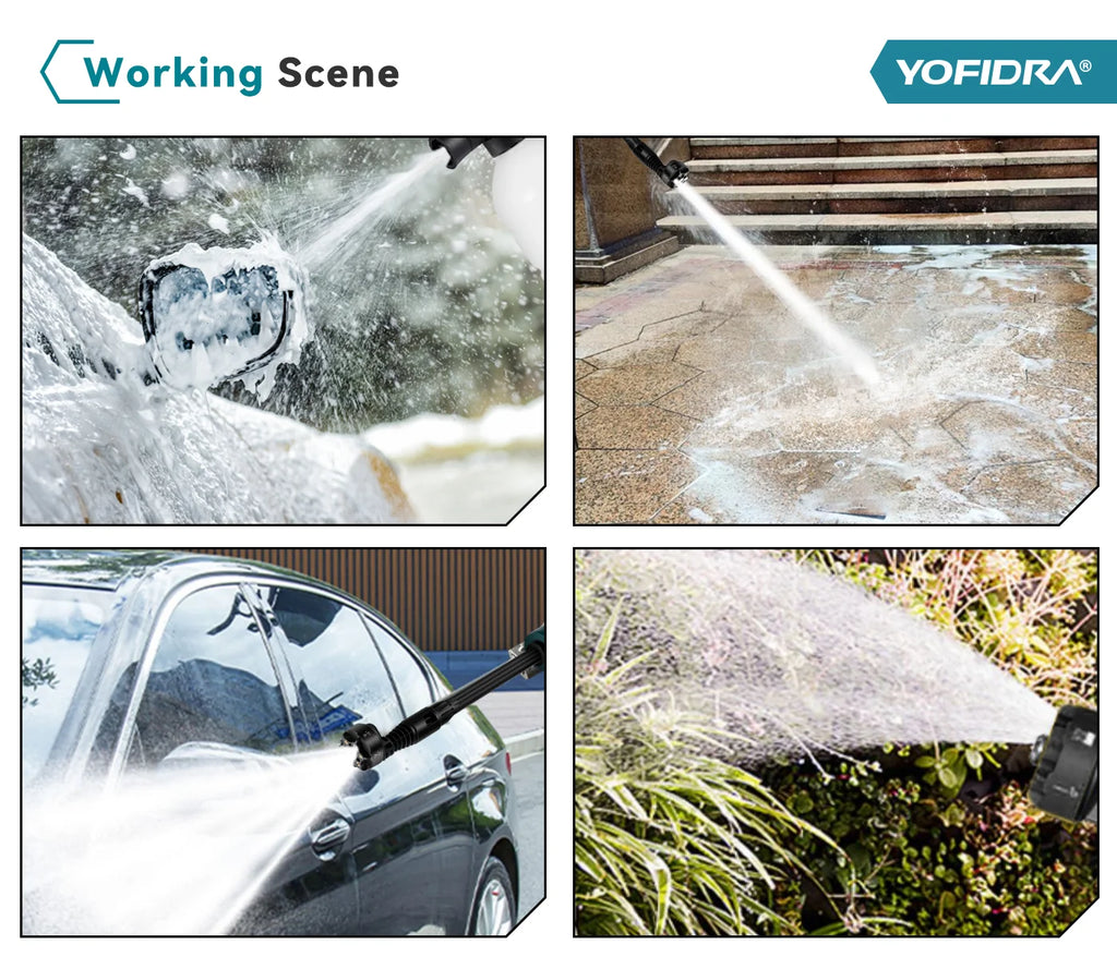 Nettoyeur Haute Pression 3500W 200Bar – Pulvérisateur Électrique Brushless 6-en-1 | Pistolet de Lavage Voiture & Jardin Compatible Makita 18V