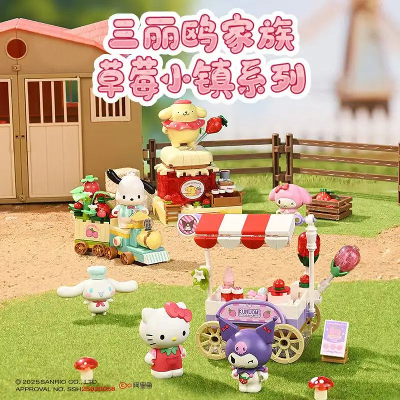 Sanrio Strawberry Town – Mini Blocs de Construction Hello Kitty, Kuromi, My Melody | Figurines Kawaii DIY pour Filles