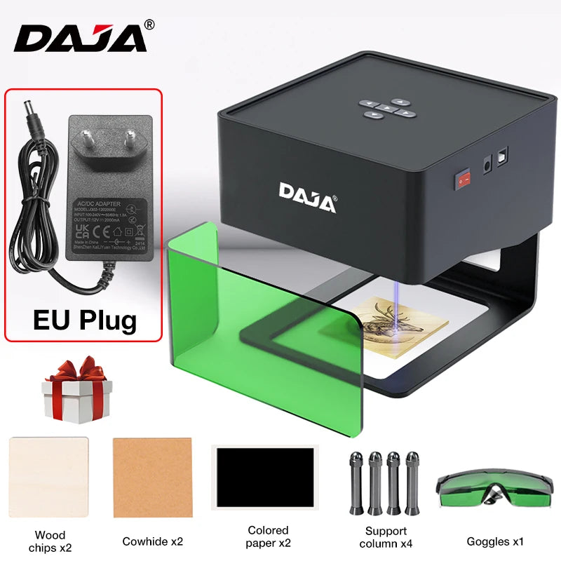 Graveur Laser Portable DAJA DJ6 – Machine de Gravure DIY Bluetooth | Pour Bois, Cuir, Papier, Plastique & Étiquettes