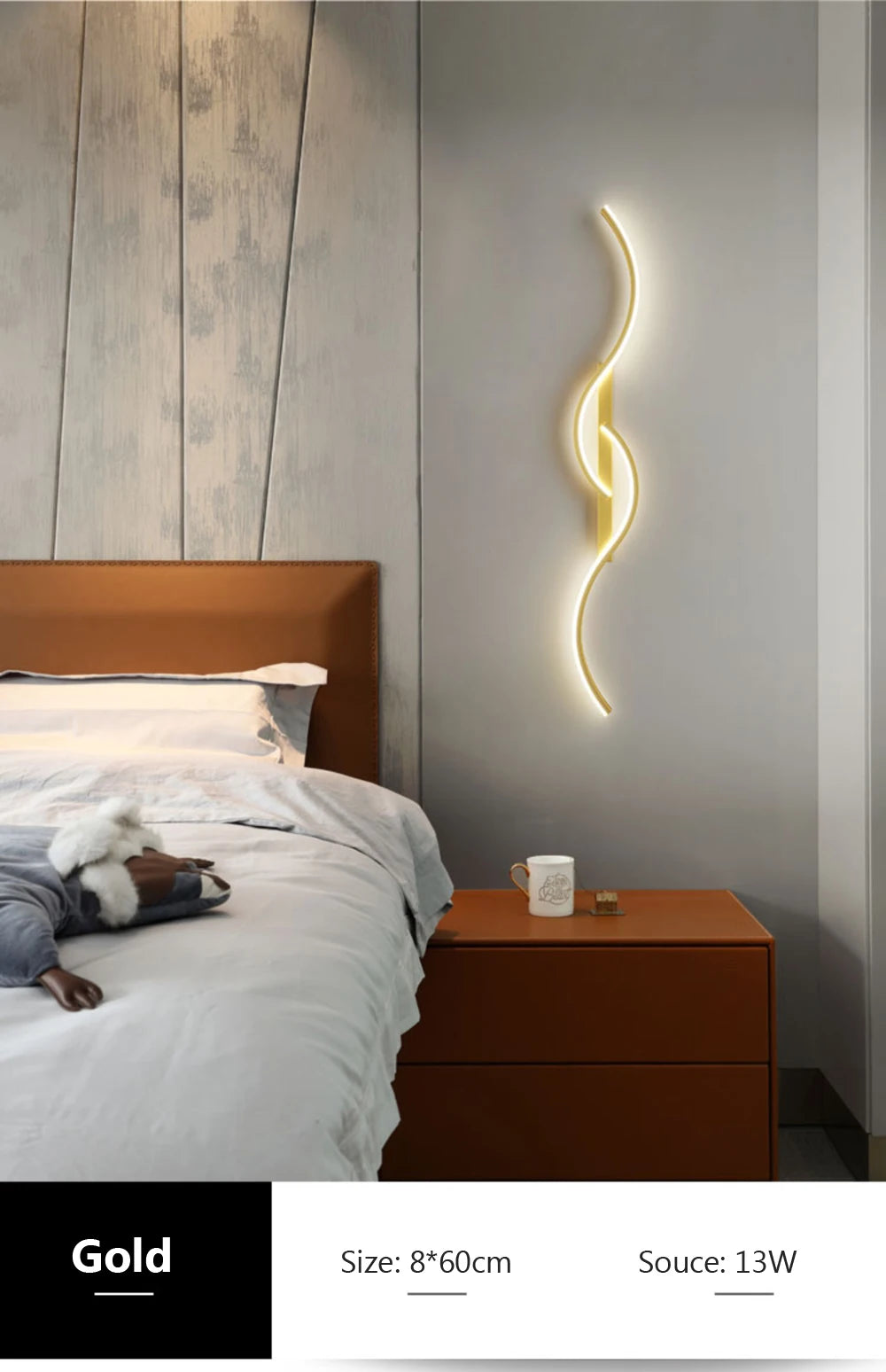 Applique Murale LED Moderne Minimaliste – Éclairage Design pour Chambre & Salon | Lampe Murale Longue en Vague