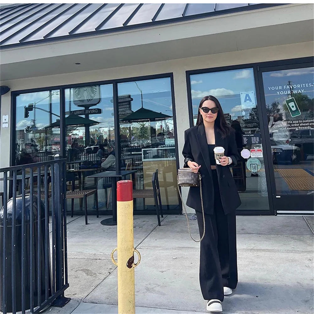 Veste Blazer Femme Automne-Hiver – Coupe Ample, Double Boutonnage, Style Chic & Décontracté