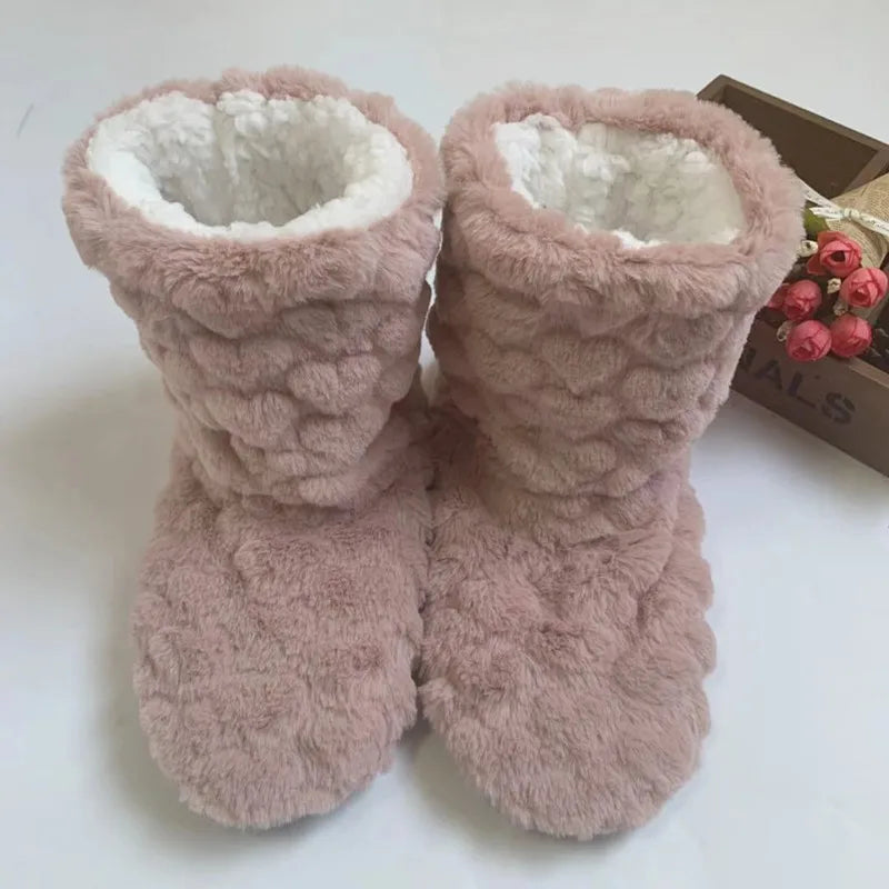 Chaussons Hiver Tube Haut Ultra Chauds | Antidérapants & Doux Intérieur Peluche | Pantoufles Maison Unisex