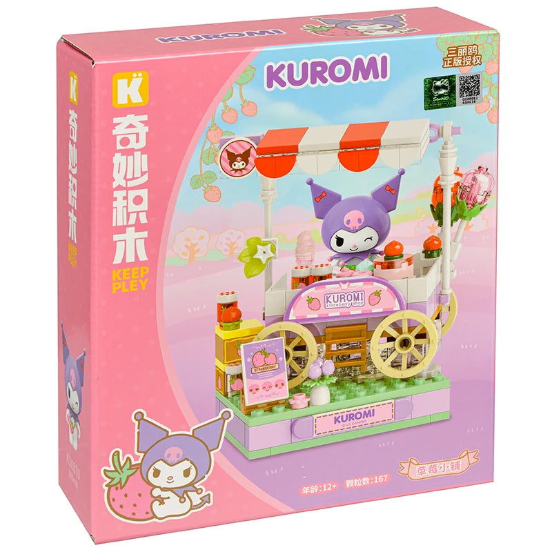 Sanrio Strawberry Town – Mini Blocs de Construction Hello Kitty, Kuromi, My Melody | Figurines Kawaii DIY pour Filles