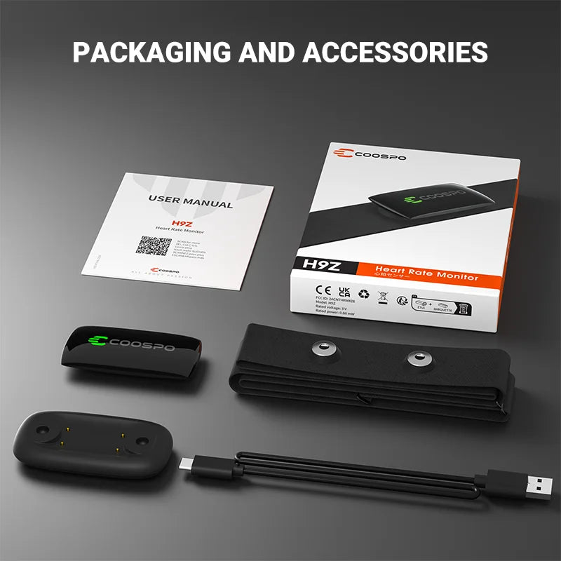 Ceinture Cardio Rechargeable COOSPO H9Z – Capteur de Fréquence Cardiaque Bluetooth 5.0 ANT+ Étanche IP67 pour Entraînement Sportif
