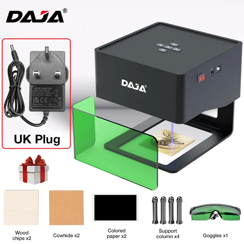 Graveur Laser Portable DAJA DJ6 – Machine de Gravure DIY Bluetooth | Pour Bois, Cuir, Papier, Plastique & Étiquettes