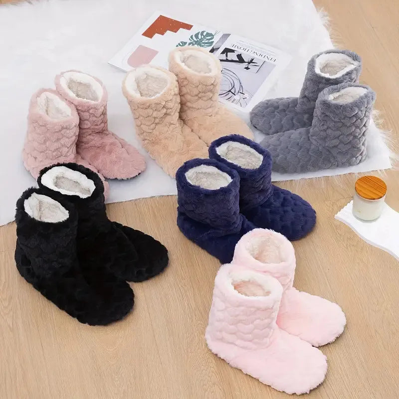 Chaussons Hiver Tube Haut Ultra Chauds | Antidérapants & Doux Intérieur Peluche | Pantoufles Maison Unisex