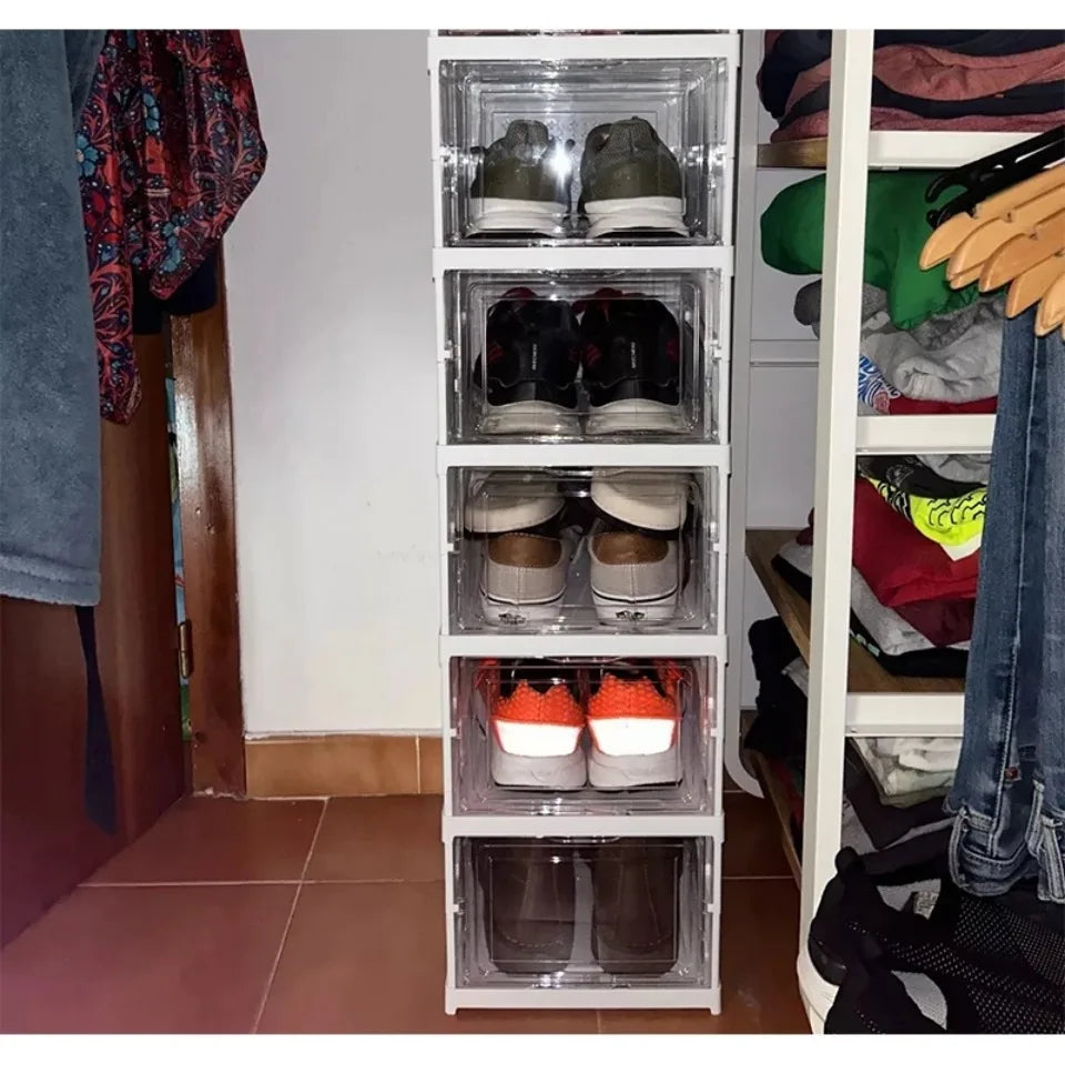 Boîte de Rangement Transparente Empilable – Organisateur de Chaussures 3/6 Étages