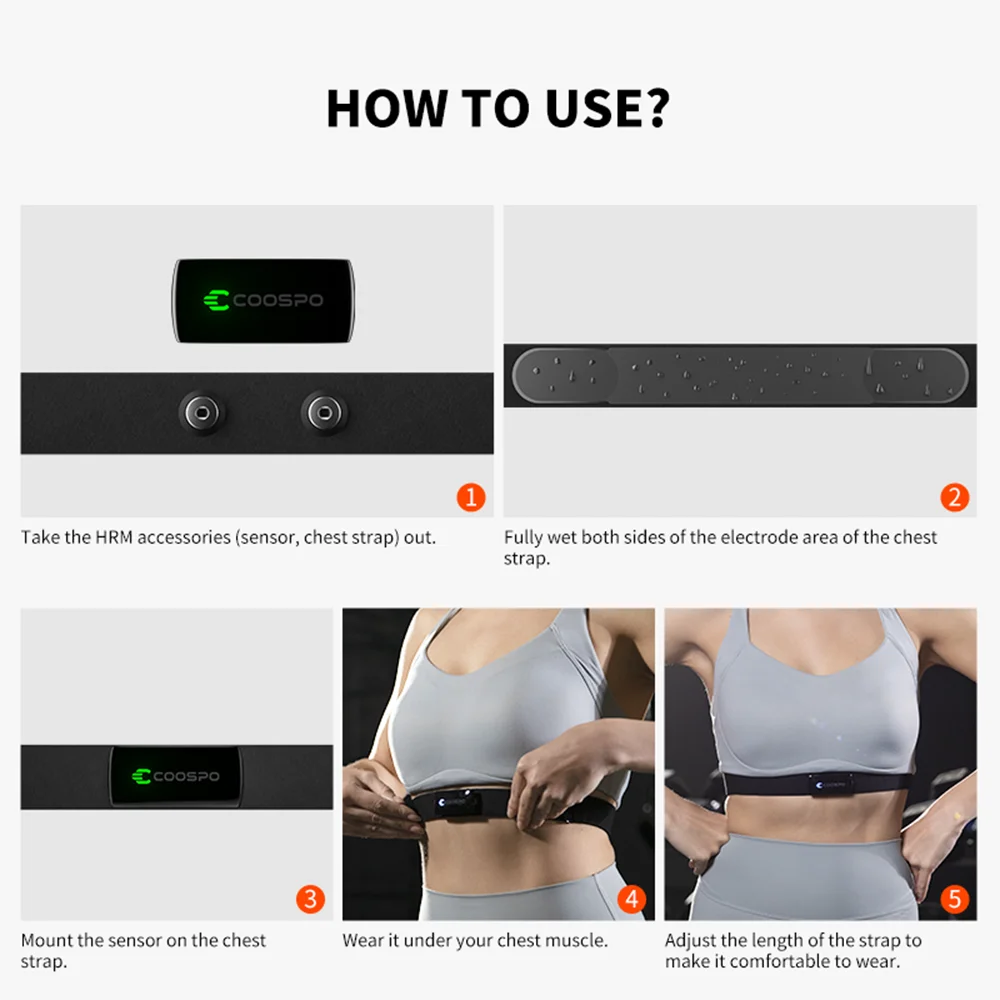 Ceinture Cardio Rechargeable COOSPO H9Z – Capteur de Fréquence Cardiaque Bluetooth 5.0 ANT+ Étanche IP67 pour Entraînement Sportif