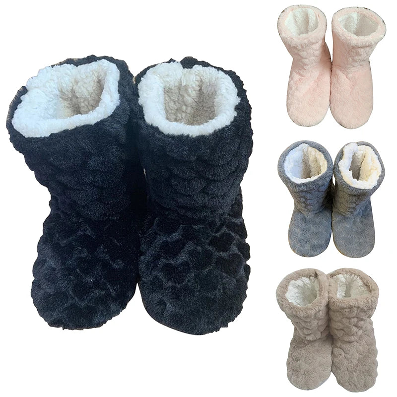 Chaussons Hiver Tube Haut Ultra Chauds | Antidérapants & Doux Intérieur Peluche | Pantoufles Maison Unisex