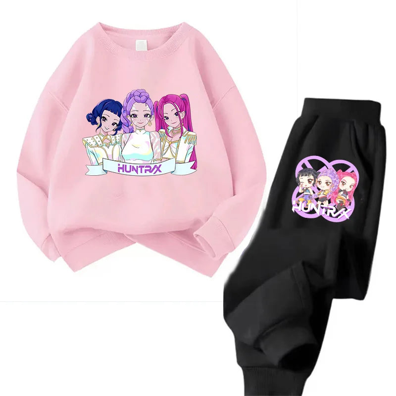 Ensemble Sweat + Pantalon Enfant – Kawaii Cartoon K-Pop | Hoodie Chaud & Jogging Confort | Filles & Garçons