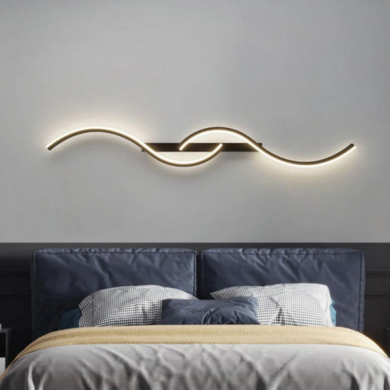 Applique Murale LED Moderne Minimaliste – Éclairage Design pour Chambre & Salon | Lampe Murale Longue en Vague