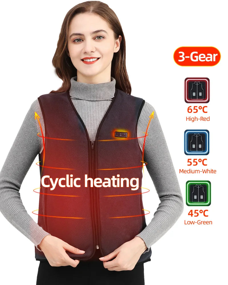 Gilet Chauffant Intelligent USB – Veste Chauffante Unisexe 3 Niveaux, Rechargeable, Anti-Froid | Randonnée, Ski, Chasse, Travail Extérieur