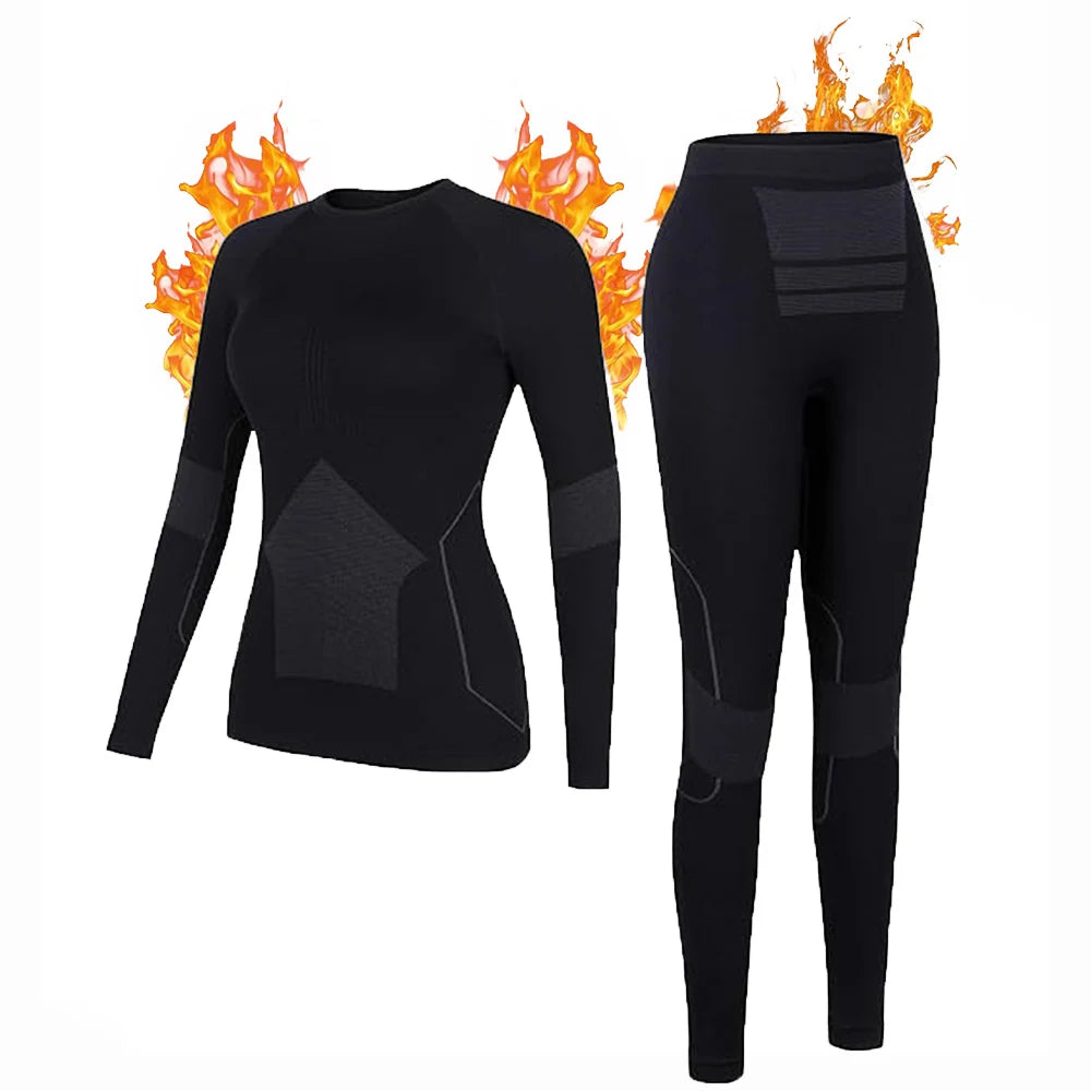 Anfilia Ensemble Thermique Ski Femme – Sous-vêtements Chauds Respirants, Séchage Rapide & Sans Coutures | Haut + Pantalon Hiver