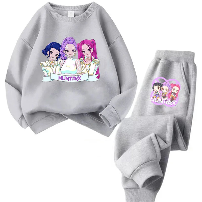Ensemble Sweat + Pantalon Enfant – Kawaii Cartoon K-Pop | Hoodie Chaud & Jogging Confort | Filles & Garçons