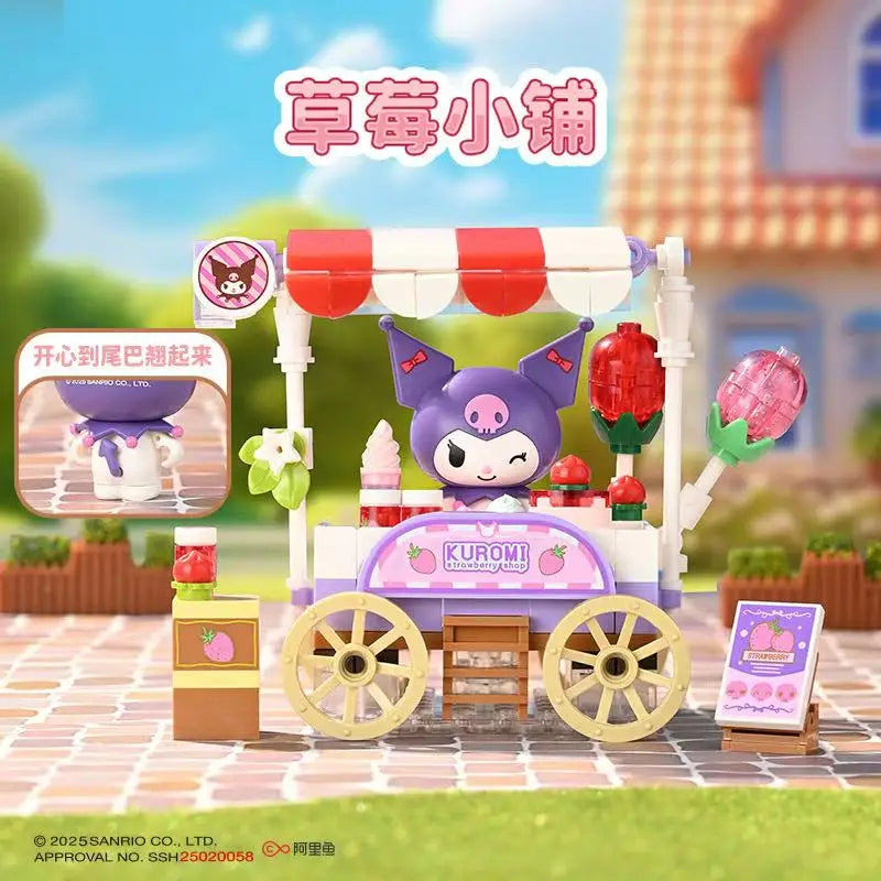 Sanrio Strawberry Town – Mini Blocs de Construction Hello Kitty, Kuromi, My Melody | Figurines Kawaii DIY pour Filles