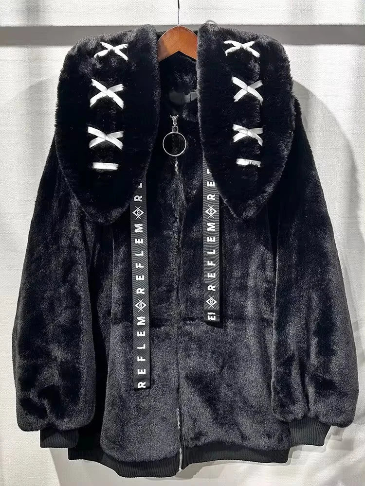 Manteau Kawaii Femme Hiver – Fourrure Douce Épaisse, Capuche Oreilles de Lapin, Style Sweet & Cozy 2024