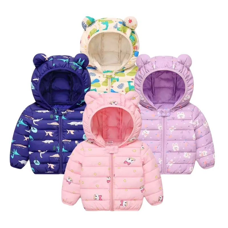 Manteau Hiver Enfant à Capuche – Doudoune Coton Chaude Motifs Cartoon | Bébé & Tout-Petits 0-5 Ans
