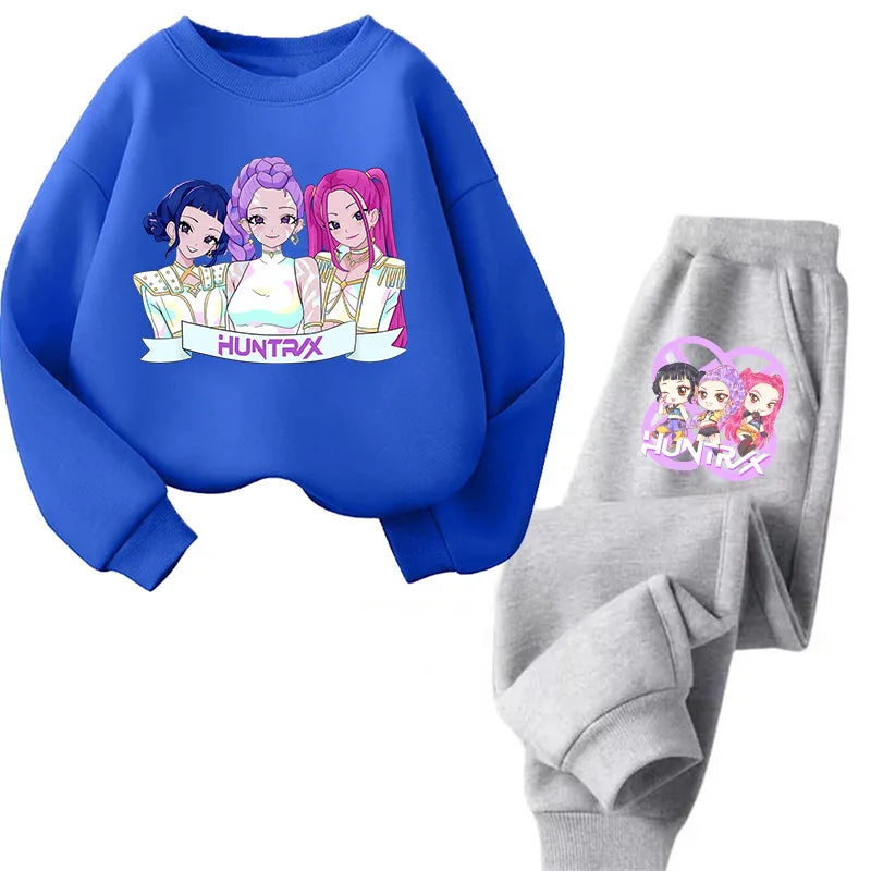 Ensemble Sweat + Pantalon Enfant – Kawaii Cartoon K-Pop | Hoodie Chaud & Jogging Confort | Filles & Garçons