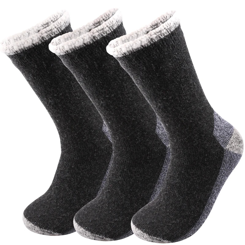 3 Paires Chaussettes Thermiques Merino Ultra Épaisses | Hiver Antifroid | Doublure Polaire & Bouclette | Confort Extrême