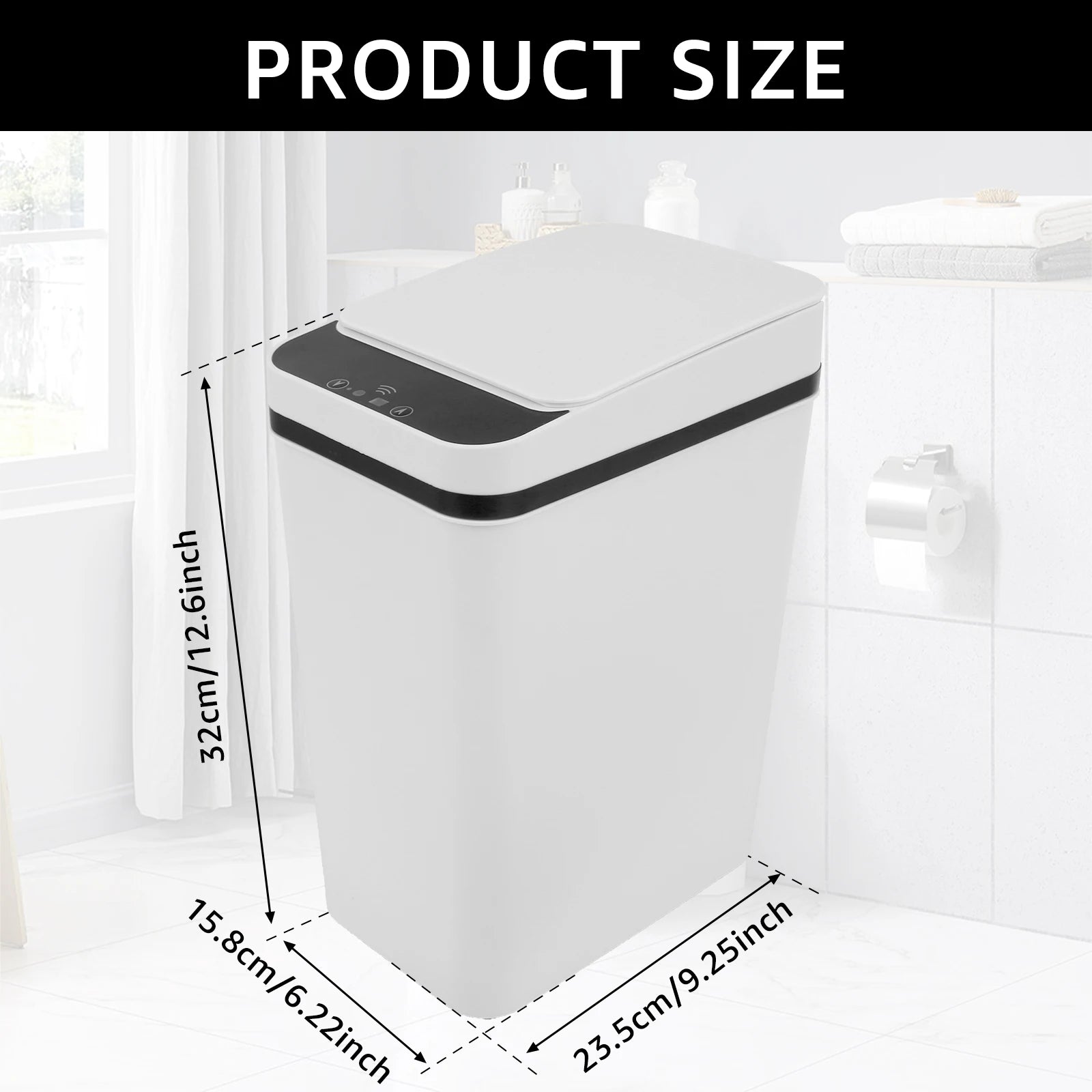 Poubelle Intelligente 12L – Automatique & Sans Contact | Capteur Infrarouge, Waterproof, Modèle Slim pour Cuisine & Salle de Bain