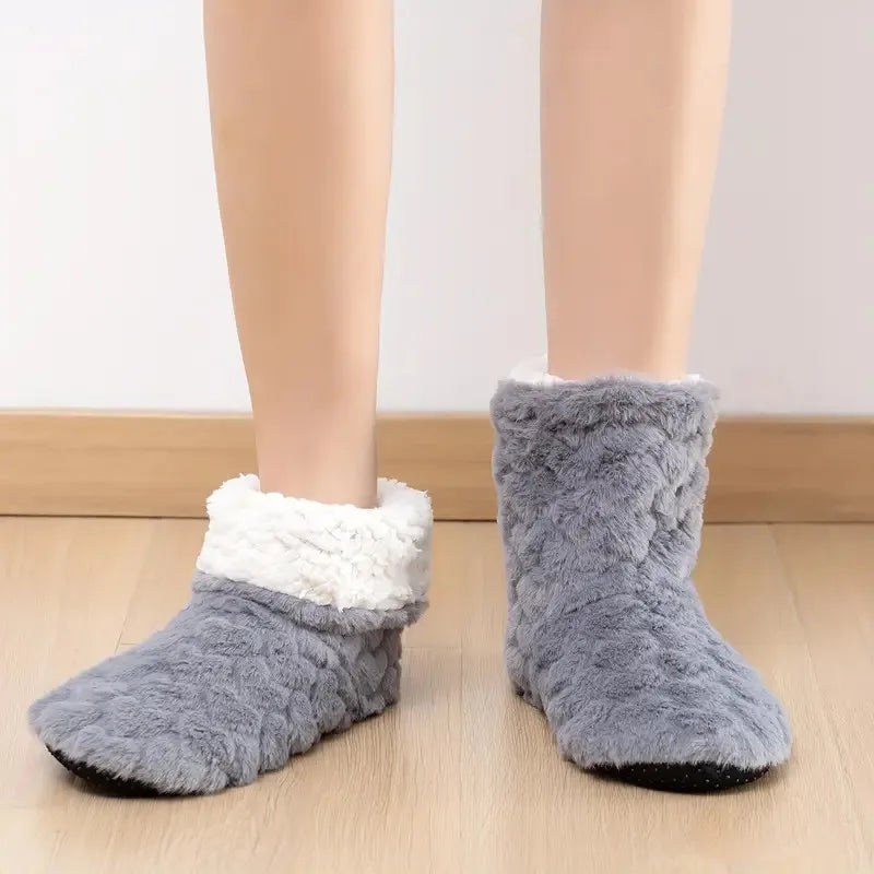 Chaussons Hiver Tube Haut Ultra Chauds | Antidérapants & Doux Intérieur Peluche | Pantoufles Maison Unisex