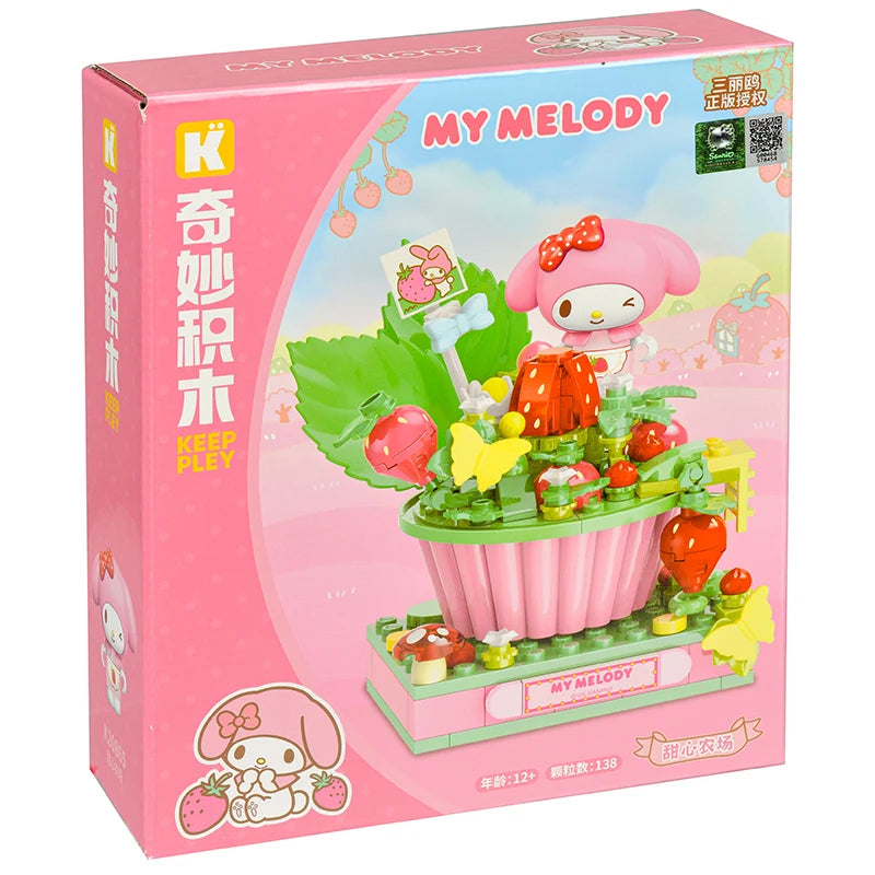 Sanrio Strawberry Town – Mini Blocs de Construction Hello Kitty, Kuromi, My Melody | Figurines Kawaii DIY pour Filles
