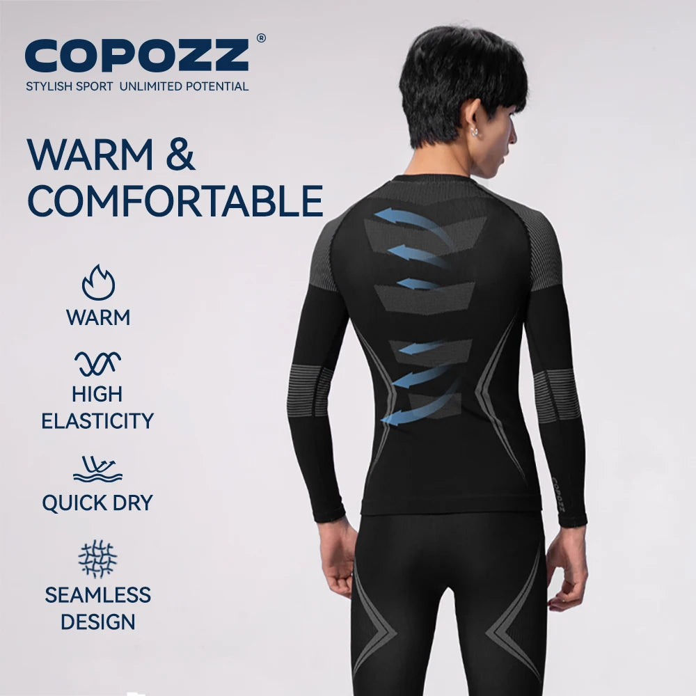 Ensemble Thermique Ski Unisexe COPozz – Sous-vêtements Chauds, Respirants & Séchage Rapide | Haut + Pantalon Hiver Outdoor