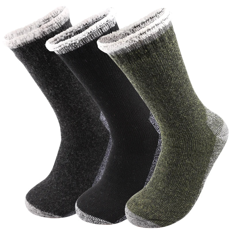 3 Paires Chaussettes Thermiques Merino Ultra Épaisses | Hiver Antifroid | Doublure Polaire & Bouclette | Confort Extrême