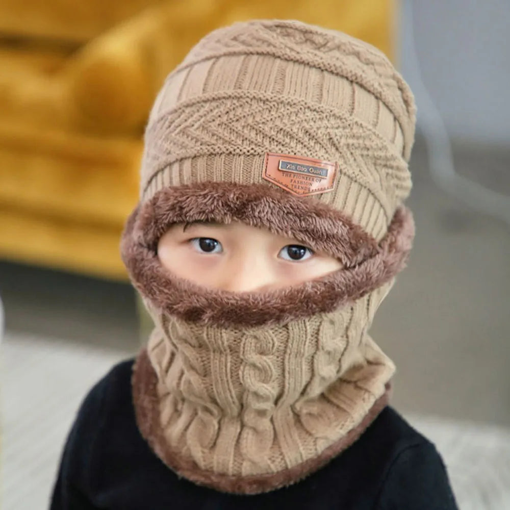Ensemble Hiver Enfant – Bonnet Tricoté + Écharpe Polaire Ultra Chaude | Garçons & Filles
