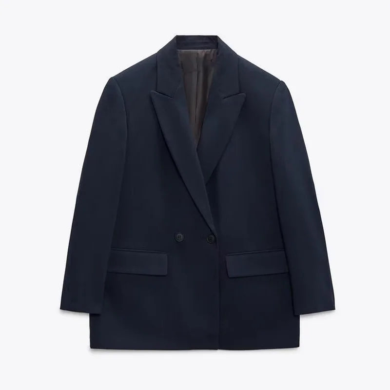 Veste Blazer Femme Automne-Hiver – Coupe Ample, Double Boutonnage, Style Chic & Décontracté