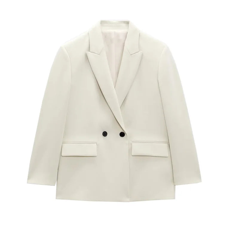 Veste Blazer Femme Automne-Hiver – Coupe Ample, Double Boutonnage, Style Chic & Décontracté