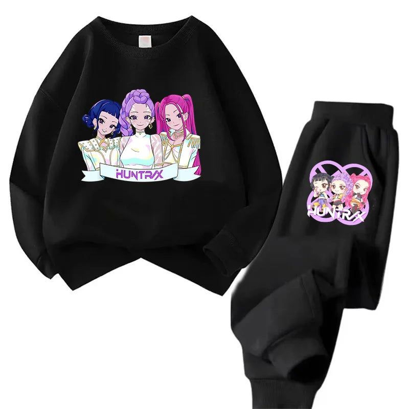 Ensemble Sweat + Pantalon Enfant – Kawaii Cartoon K-Pop | Hoodie Chaud & Jogging Confort | Filles & Garçons