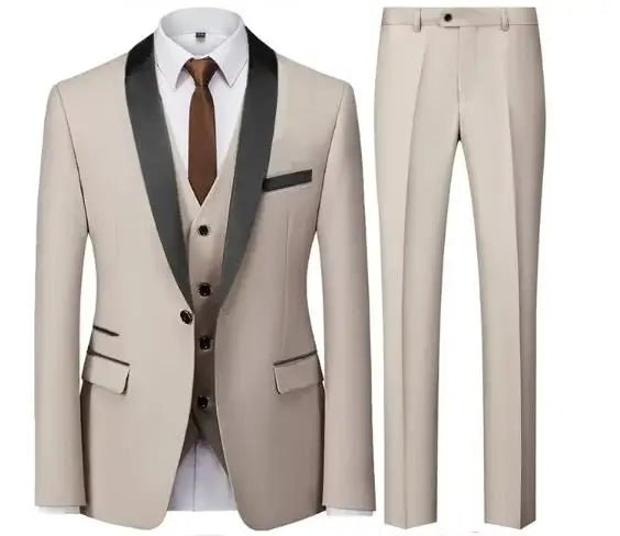 Costume Homme 3 Pièces – Blazer, Gilet & Pantalon | Slim Fit Élégant, Mariage & Soirée, Style Luxe 2025