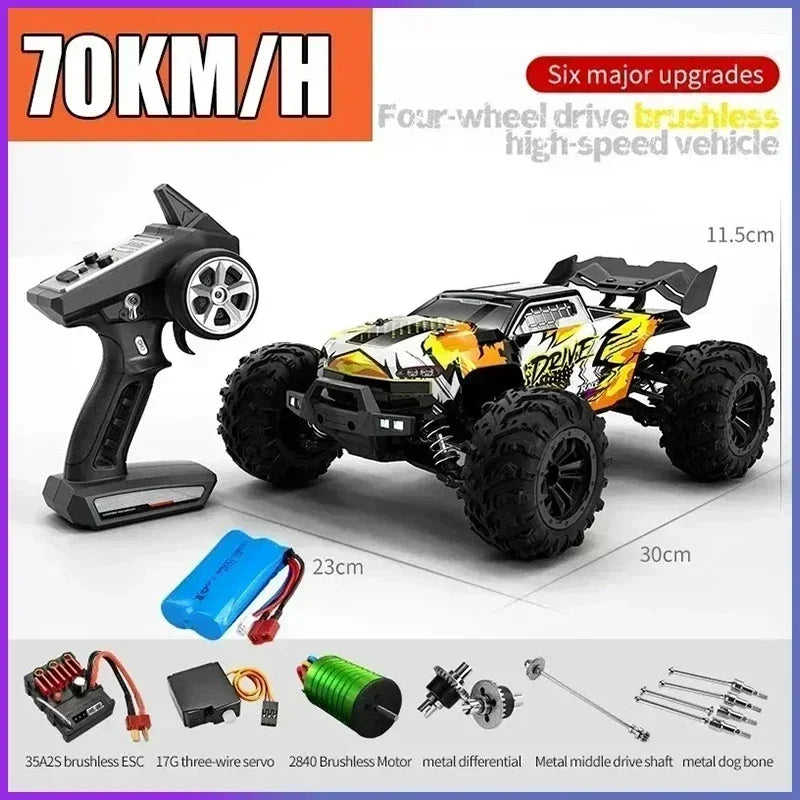 Voiture RC Brushless 4WD 1:16 – Haute Vitesse 70 km/h, Télécommande Longue Portée, Modèle Racing Tout-Terrain | SCY 16101/16102/16103 PRO