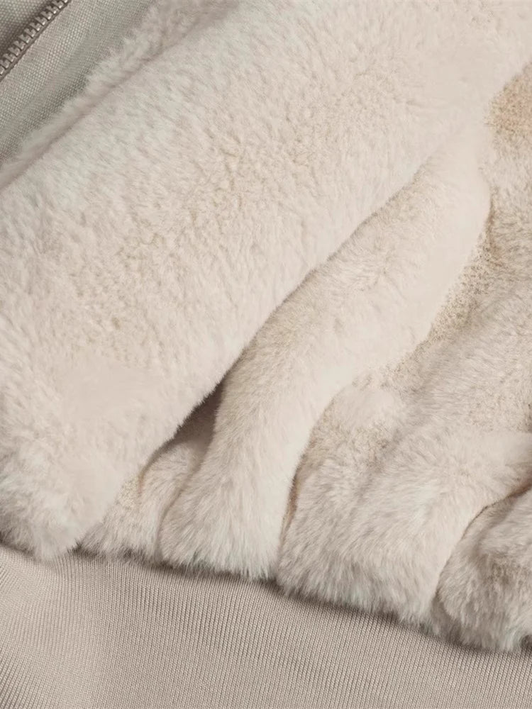 Veste Hiver Oversize Épais Homme/Femme – Canvas Lavé avec Doublure Fourrure Synthétique | Hoodie Chaud & Confort Loose Fit