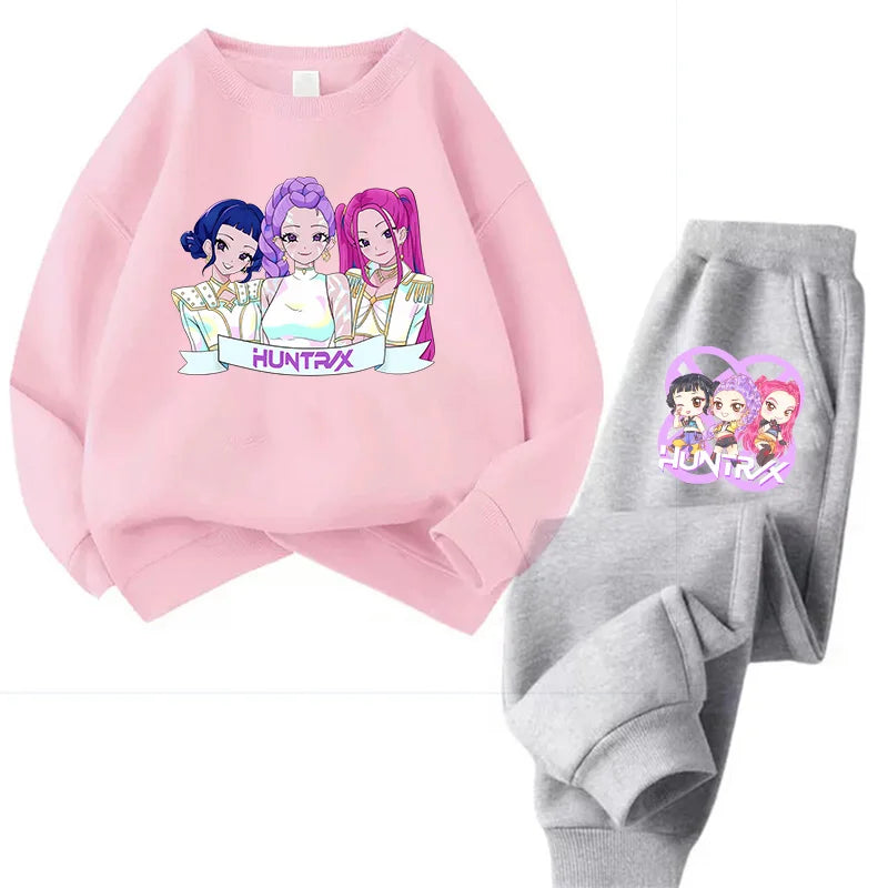 Ensemble Sweat + Pantalon Enfant – Kawaii Cartoon K-Pop | Hoodie Chaud & Jogging Confort | Filles & Garçons