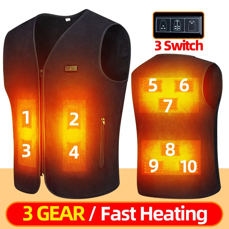 Gilet Chauffant Intelligent USB – Veste Chauffante Unisexe 3 Niveaux, Rechargeable, Anti-Froid | Randonnée, Ski, Chasse, Travail Extérieur