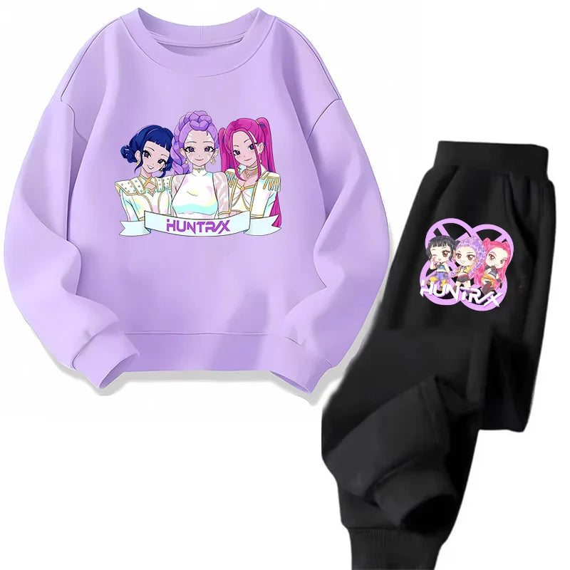 Ensemble Sweat + Pantalon Enfant – Kawaii Cartoon K-Pop | Hoodie Chaud & Jogging Confort | Filles & Garçons