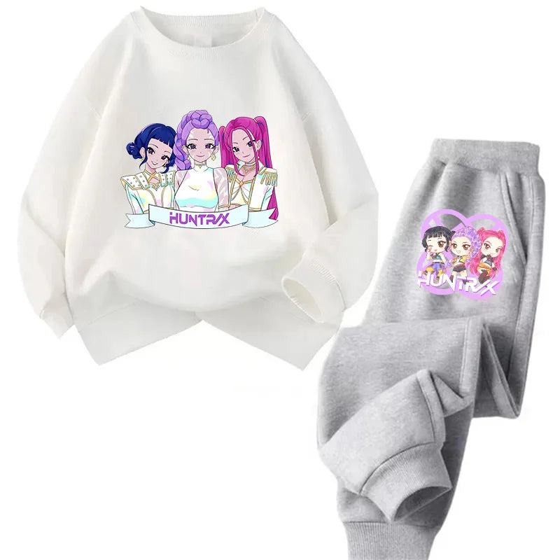 Ensemble Sweat + Pantalon Enfant – Kawaii Cartoon K-Pop | Hoodie Chaud & Jogging Confort | Filles & Garçons