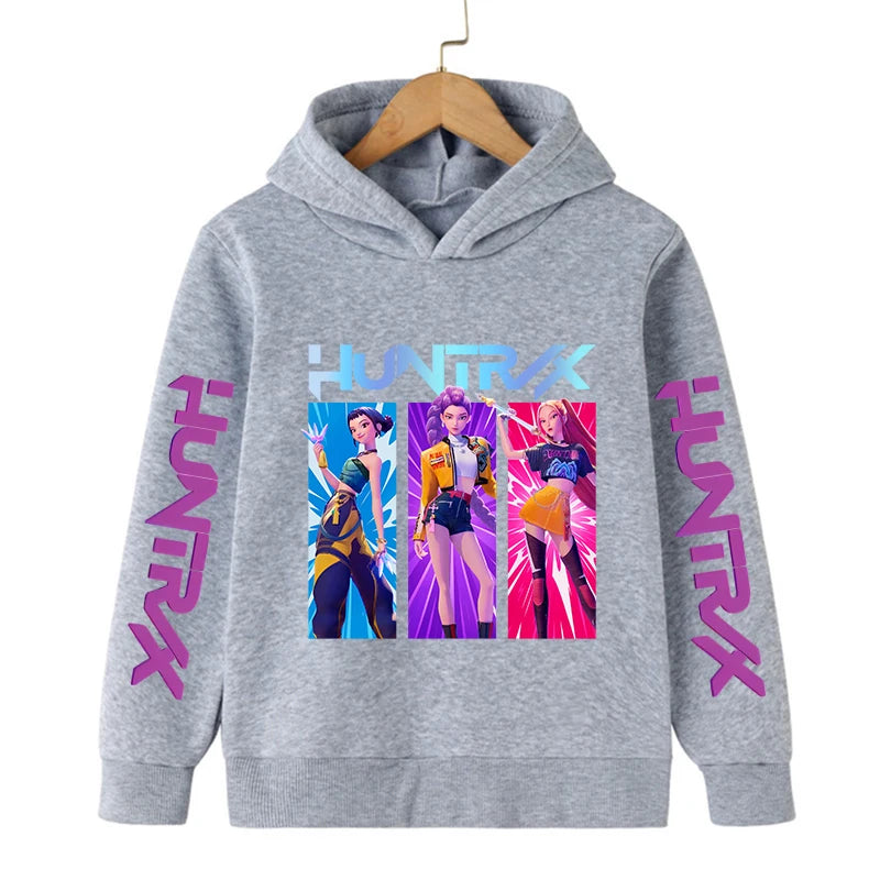 Hoodie Enfant Kawaii K-Pop Demon Hunters – Sweat Harajuku Unisexe | Tigre Cartoon 2026