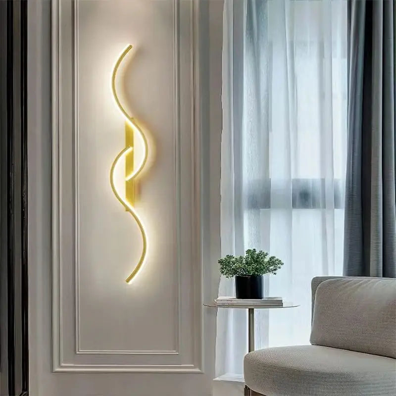Applique Murale LED Moderne Minimaliste – Éclairage Design pour Chambre & Salon | Lampe Murale Longue en Vague