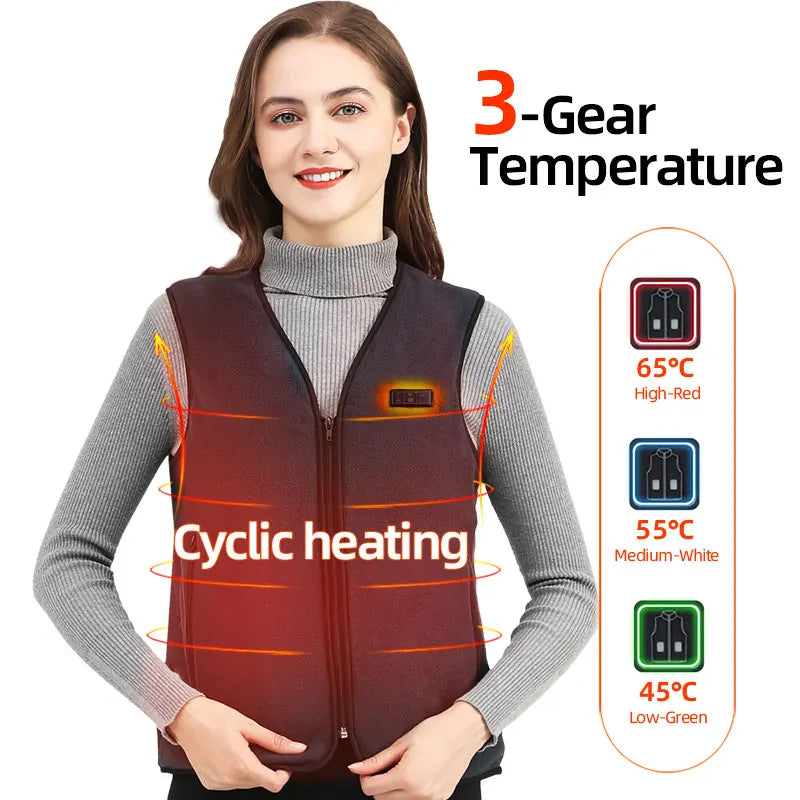 Gilet Chauffant Intelligent USB – Veste Chauffante Unisexe 3 Niveaux, Rechargeable, Anti-Froid | Randonnée, Ski, Chasse, Travail Extérieur